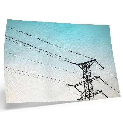 Decorative canvas print birds on power lines under a blue sky