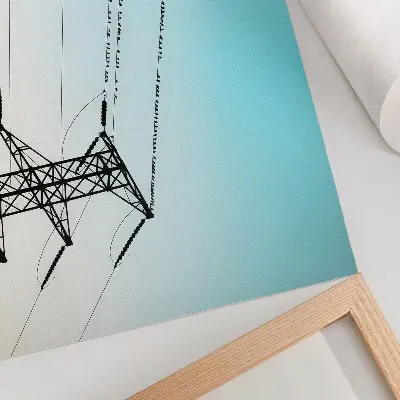 Decorative canvas print birds on power lines under a blue sky
