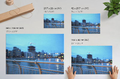 Decorative canvas print City waterfront in the evening with blurred lights