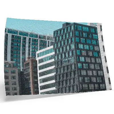 Poster modern buildings with glass geometric harmony