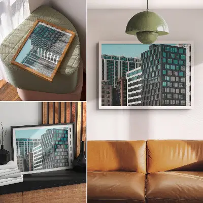 Poster modern buildings with glass geometric harmony