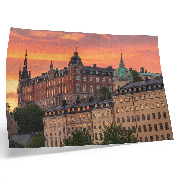 Decorative canvas print Sunset, charming buildings, historical atmosphere