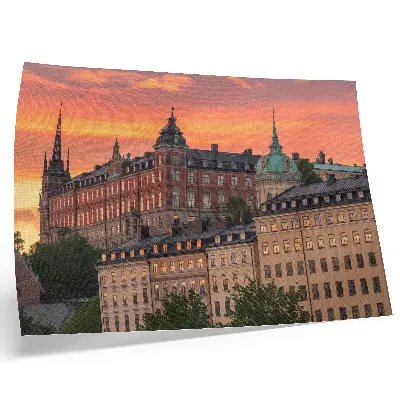 Decorative canvas print sunset with charming historical buildings