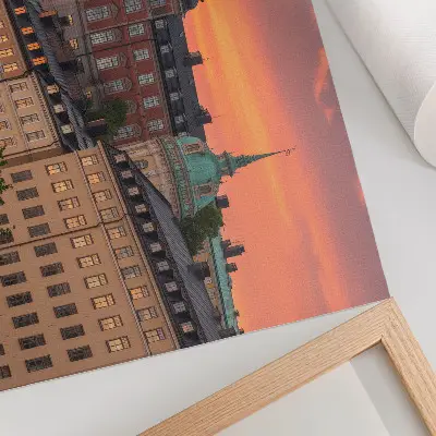 Decorative canvas print sunset with charming historical buildings