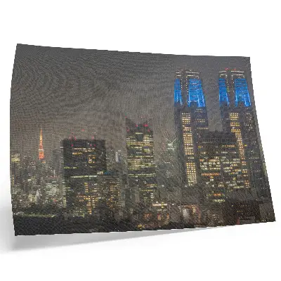 Decorative canvas print featuring skyscrapers and modern buildings illuminated at night