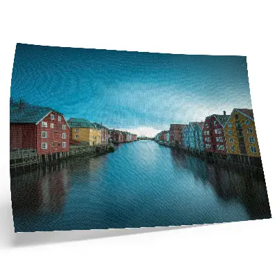 Photo canvas colorful houses reflected in the river with a Scandinavian atmosphere