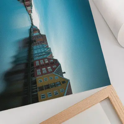 Photo canvas colorful houses reflected in the river with a Scandinavian atmosphere