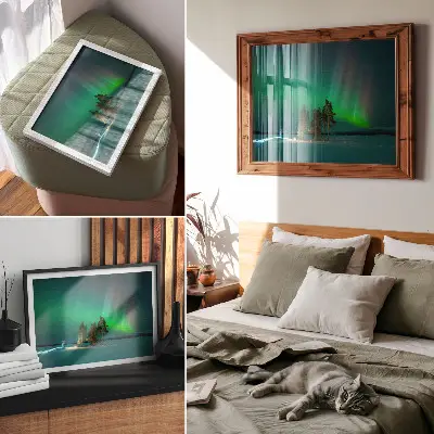 Northern Lights decorative canvas print featuring stunning colors and a peaceful atmosphere