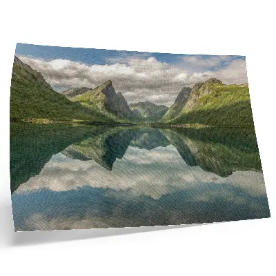 Photo canvas picturesque mountains above the lake with clear reflection