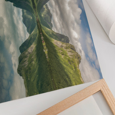 Photo canvas Picturesque mountains above the lake, clear reflection