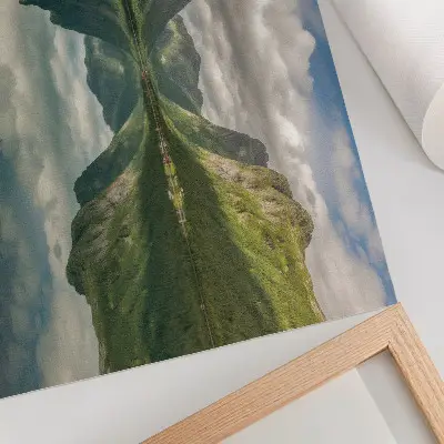 Photo canvas picturesque mountains above the lake with clear reflection
