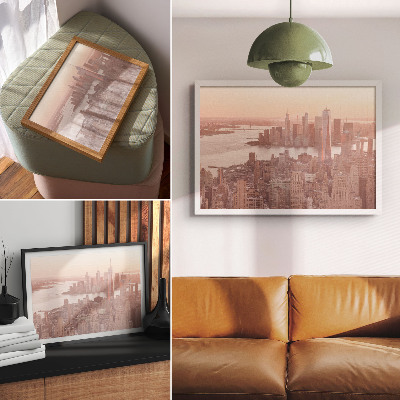 Decorative canvas print Tall skyscrapers sunset warm colors