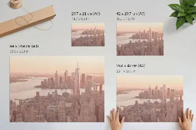 Decorative canvas print tall skyscrapers in a warm sunset