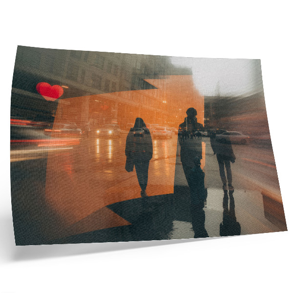 Photo canvas City in the evening, neon orange reflections
