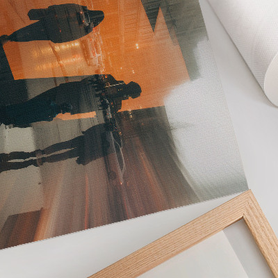Photo canvas City in the evening, neon orange reflections