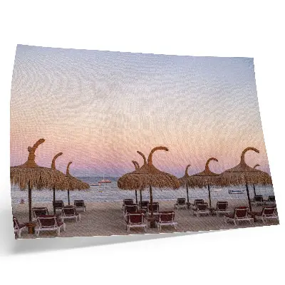 Poster azure calm sea with a delicate pink horizon
