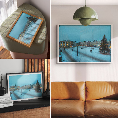 Poster Winter landscape, classic architecture, Christmas atmosphere