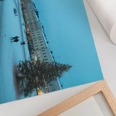 Poster winter landscape with classic architecture and a Christmas atmosphere