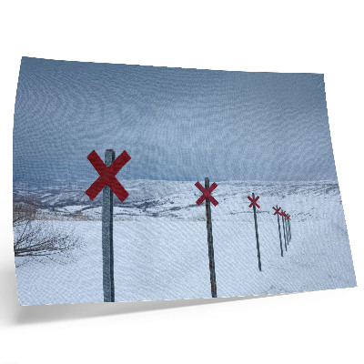 Photo canvas White hills red signs space silence