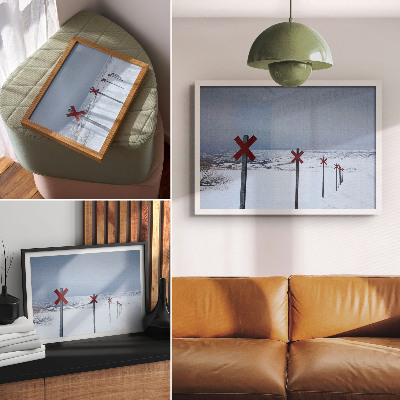 Photo canvas White hills red signs space silence