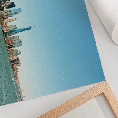 Photo canvas modern skyscrapers with blue sky and big water