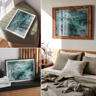 Poster Turquoise ocean waves with white foam