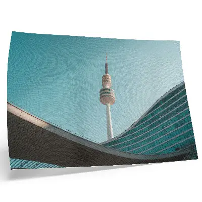 Decorative canvas print modern city skyscraper with blue sky