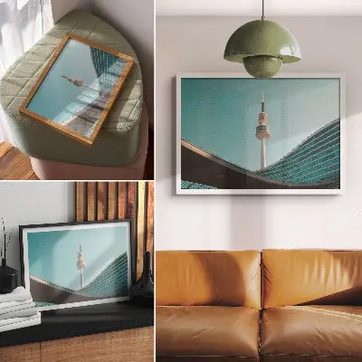 Decorative canvas print modern city skyscraper with blue sky