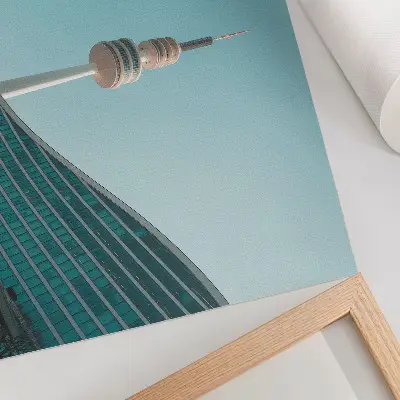 Decorative canvas print modern city skyscraper with blue sky