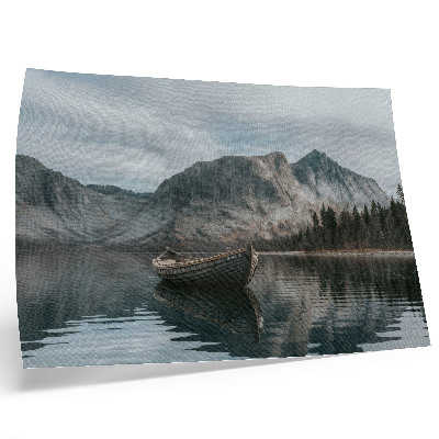 Poster Mountains, lake, boat, peace, harmony