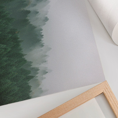 Decorative canvas print A misty panorama of the forest full of green and gray