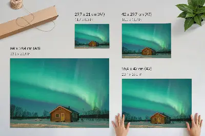 Northern Lights over the winter cottage decorative canvas print