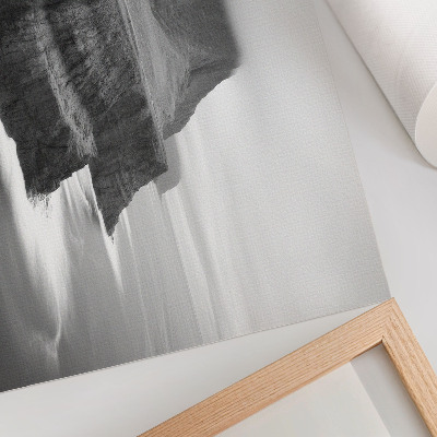 Poster A peaceful landscape with a waterfall and mountains
