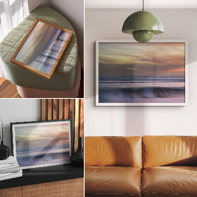 Photo canvas Pastel ocean waves and the setting sun
