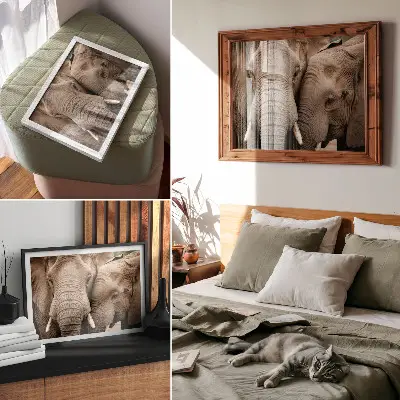 Photo canvas two large elephants in warm shades