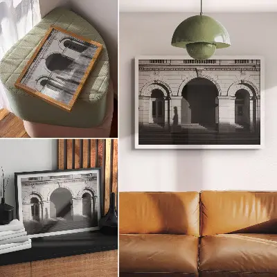 Decorative canvas print elegant architecture with classic arches and shadows