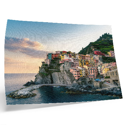 Photo canvas Colorful houses on a cliff above the sea