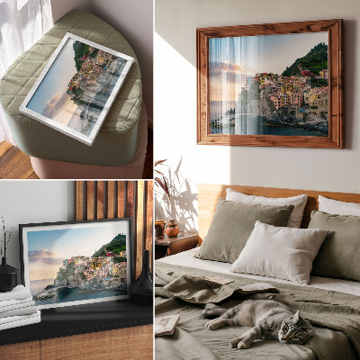 Photo canvas Colorful houses on a cliff above the sea