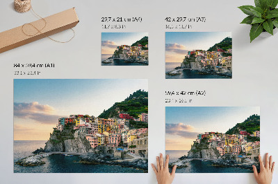 Photo canvas Colorful houses on a cliff above the sea