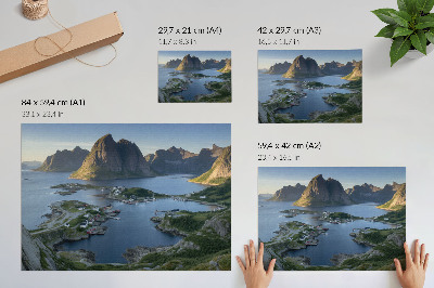 Photo canvas Mountains and a quiet bay with colorful houses