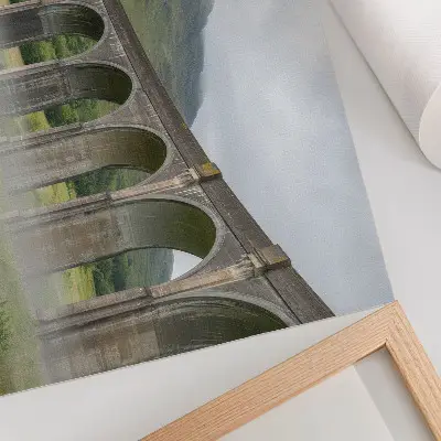 Majestic arch bridge among greenery canvas print decorative wall art