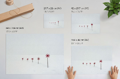 Poster Minimalist winter white and red stars