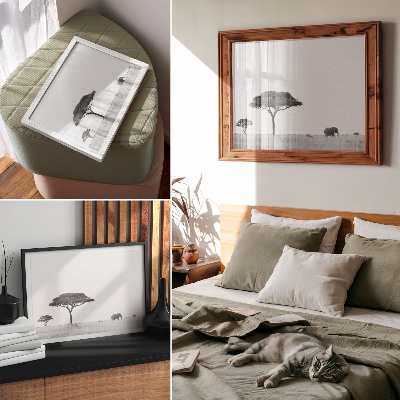 Photo canvas Elephant and acacias on the savannah in a subtle range