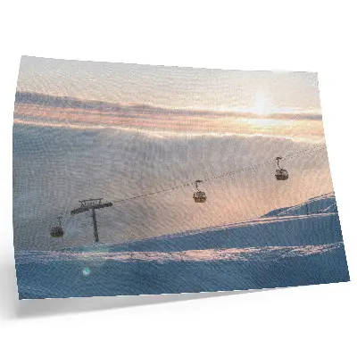 Photo canvas winter landscape with a cable car