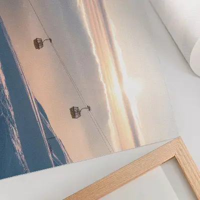 Photo canvas winter landscape with a cable car