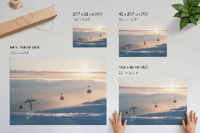 Photo canvas Winter landscape with cable car