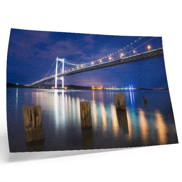 Photo canvas Bridge night glow water reflection harmony