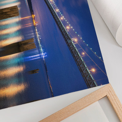 Photo canvas Bridge night glow water reflection harmony