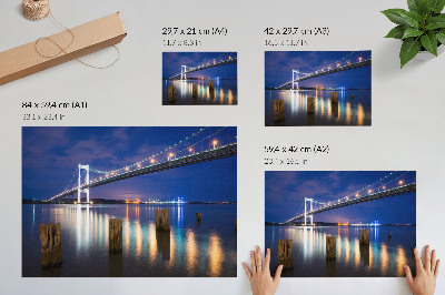 Photo canvas Bridge night glow water reflection harmony