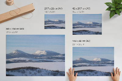Poster Snowy mountains winter landscape clear sky